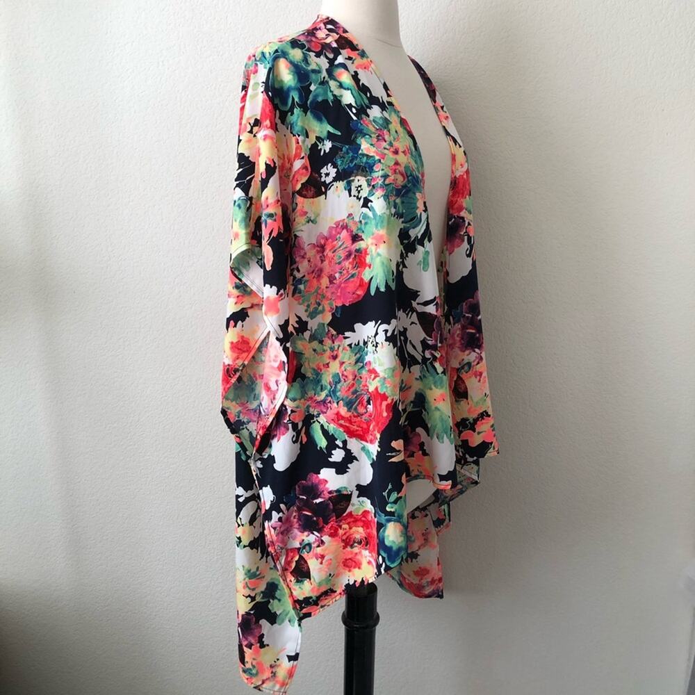 12pm By Mon Ami multicolor floral print open kimono top - Picture 4 of 7